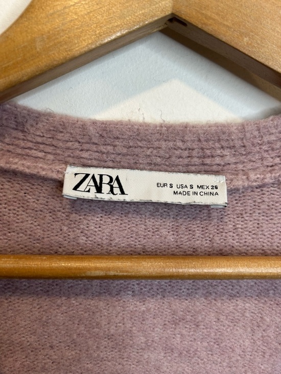 Zara Oversized Balloon Sleeve Button Up Cardigan Sweater Pink - Picture 7 of 10